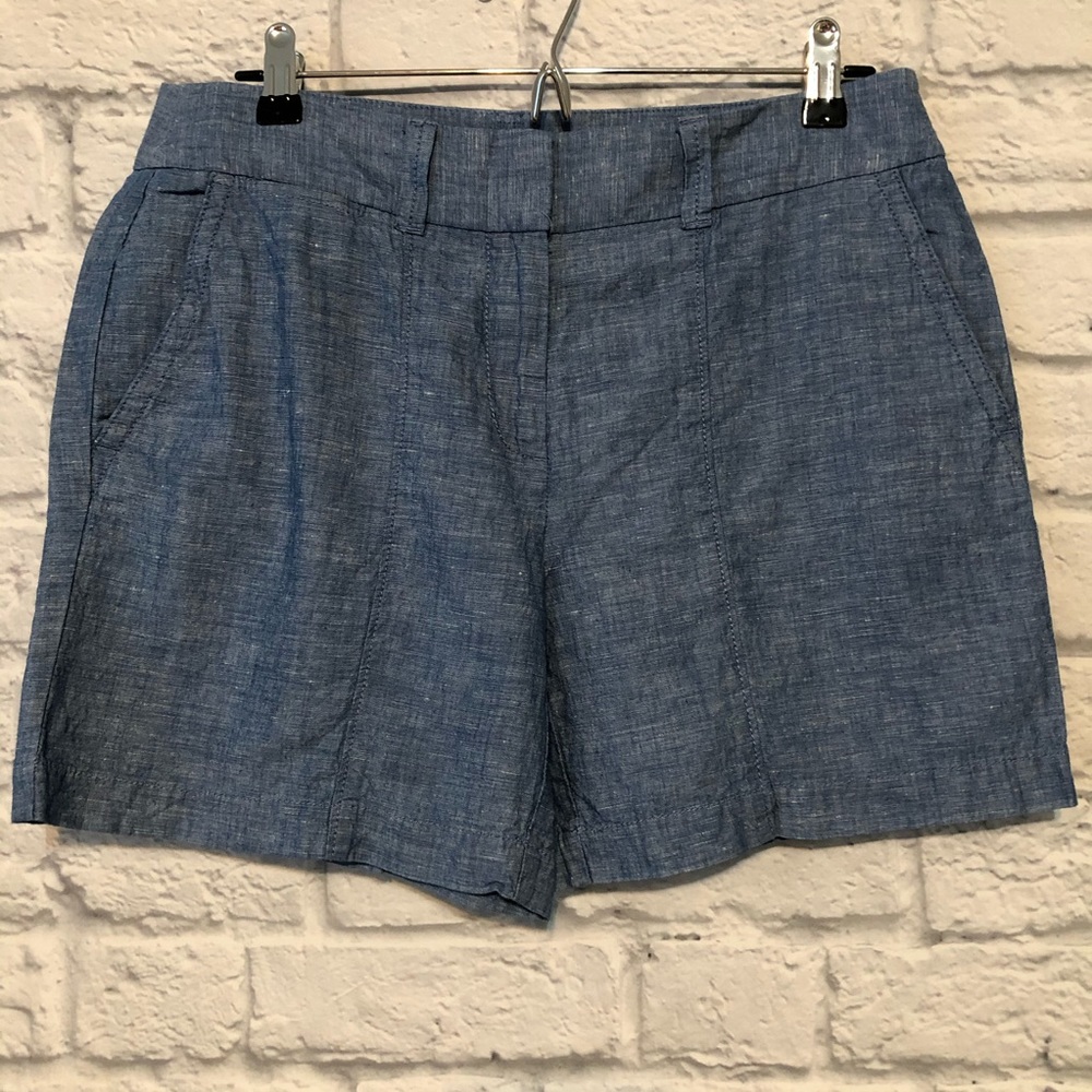 Loft blue chambray cotton/linen shorts